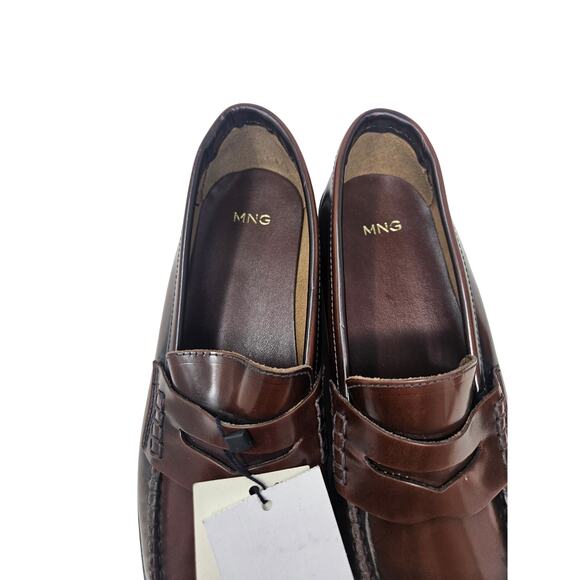 NEW MNG Mango 37 Brown Leather Penny Loafer Academia Classic Career Minimalist - Picture 3 of 5